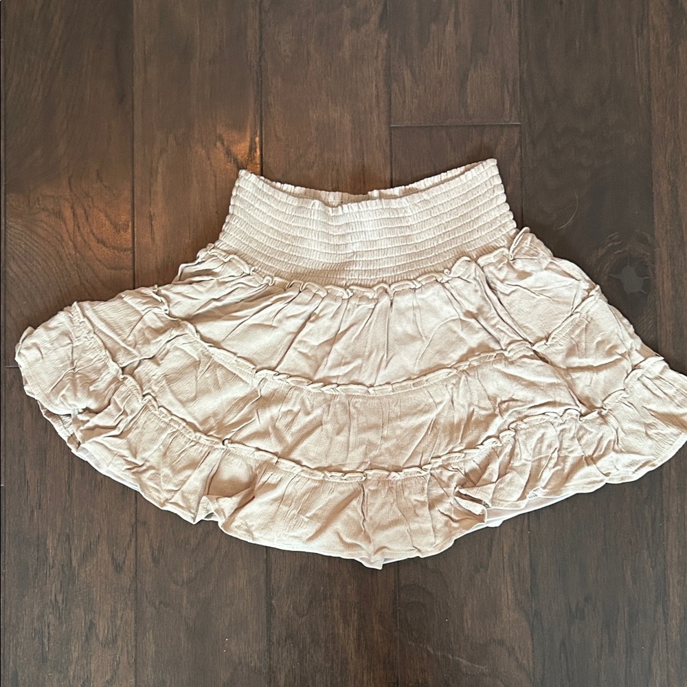 Pink Lily Cream Ruffled Skater Skort